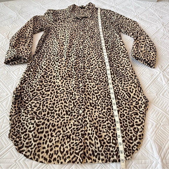 J. Crew 100% Cotton Animal Leopard Print Shirt-Dress Cover Up Size M - Picture 4 of 9